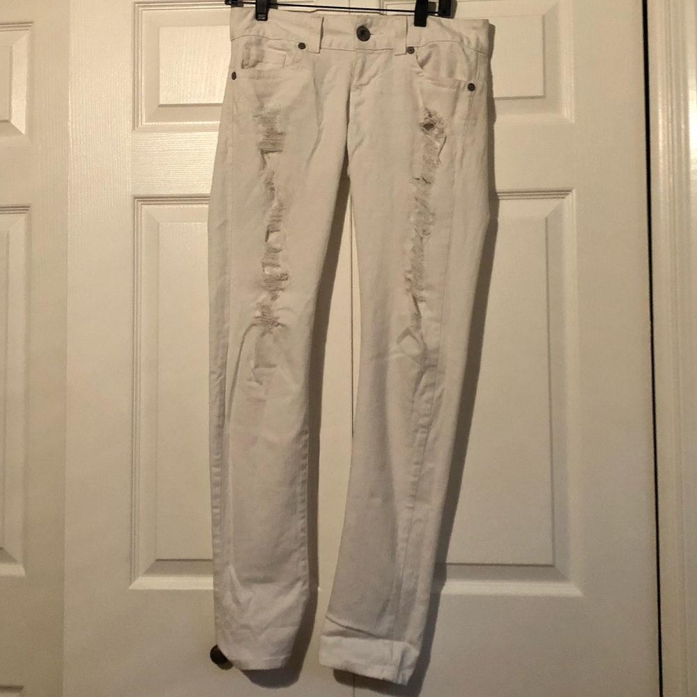 GUESS white ripped jeans